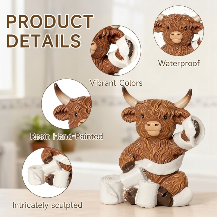 Highland Cow Bathroom Figures